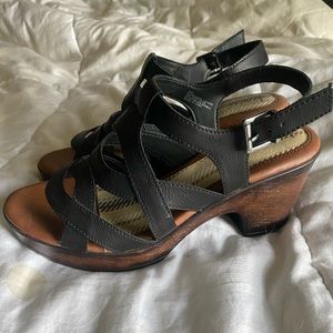 BOC black heeled sandals. Black upper. Brown lower.  Women’s size 9.